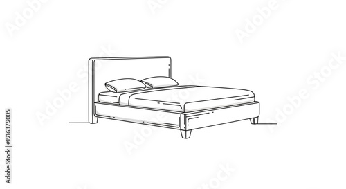 Minimalist Bed Line Art Illustration - Modern Bedroom Furniture Design