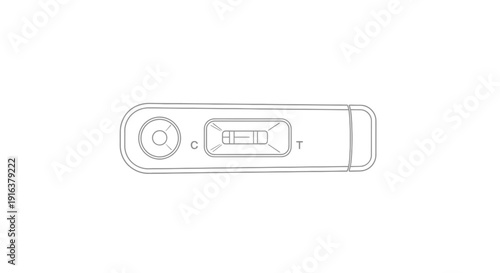 Medical Test Strip Line Drawing: Pregnancy or Diagnostic Test Kit
