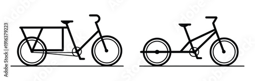 Cargo bicycle icon design with white background, delivery and transport bike symbol
