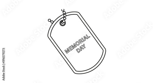 Memorial Day Dog Tag Outline Vector Illustration