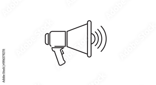 Megaphone icon, announcement, sound wave, communication symbol, vector illustration