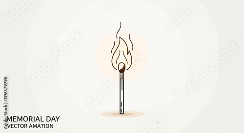 Memorial Day Matchstick Flame Vector Animation