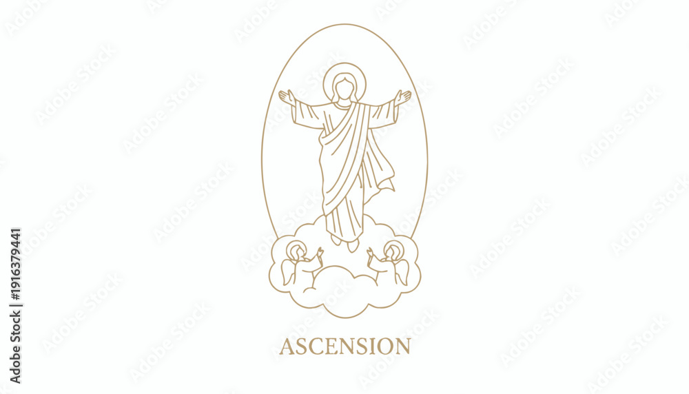Obraz premium Jesus Christ Ascension to Heaven, Religious Symbol, Christian Art, Divine Grace