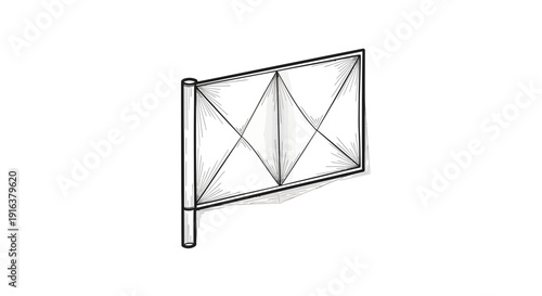 Hand-drawn sketch of a simple rectangular banner on a pole, representing advertising or information display.