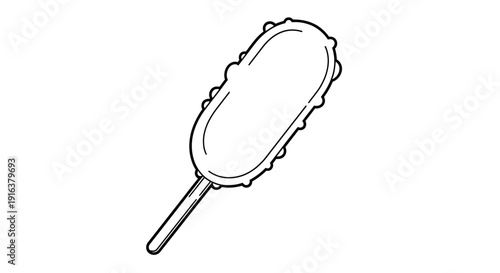 Handheld Duster with Oval Head and Handle, Simple Line Art Illustration