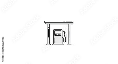 Gas Station Icon, Fuel Pump, Service Station, Transportation, Energy Concept, Minimalist Line Art