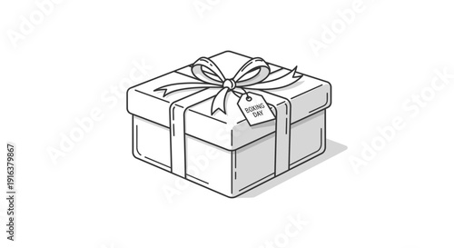 Gift Box with Ribbon and Tag - Boxing Day Illustration