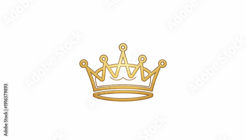 Golden Crown Icon on White Background - Symbol of Royalty, Power, and Success