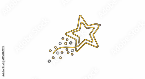 Golden Star Wand with Sparkles, Magical Shooting Star Effect, Festive Celebration Element