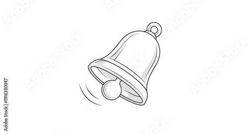 Hand Drawn Bell Ringing Icon, Vintage Style Notification Alert Symbol