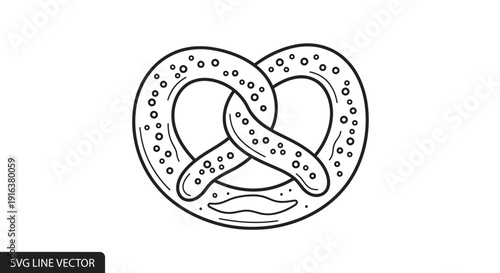 Hand Drawn Pretzel Icon: Simple Line Art of a Classic Baked Snack