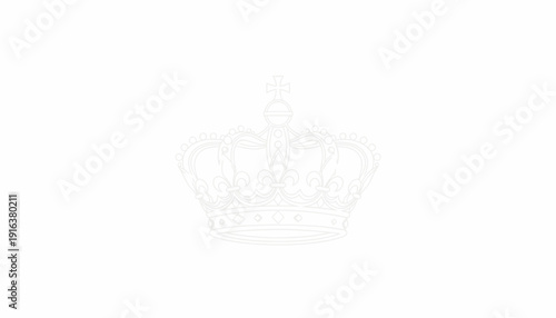 Elegant Crown Outline Icon on White Background - Symbol of Royalty and Power