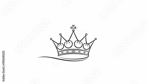 Elegant Crown Illustration, Royal Symbol, Luxury Emblem, Minimalist Design, Black and White