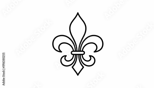 Elegant Fleur-de-lis Symbol, Classic French Heraldic Emblem, Vector Outline