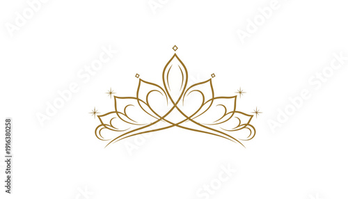 Elegant Golden Tiara Crown with Sparkles, Luxury Beauty Accessory Icon