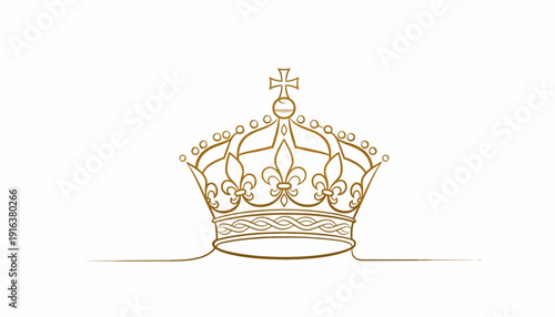 Elegant Gold Crown Illustration with Fleur-de-lis and Cross