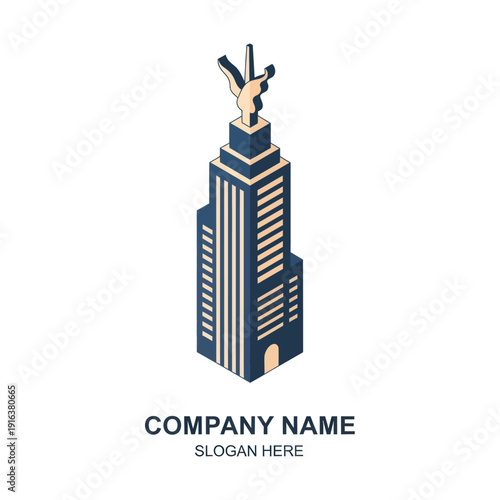 Businessman Standing on Skyscraper with Arms Outstretched.