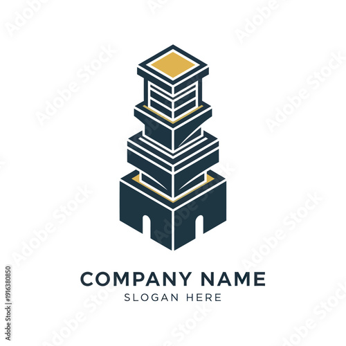Modern Minimalist Corporate Office Building Logo Design.