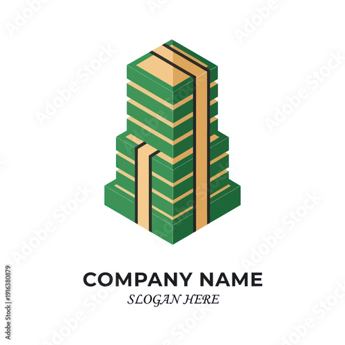 Stack of Green Paper Currency Bundles.