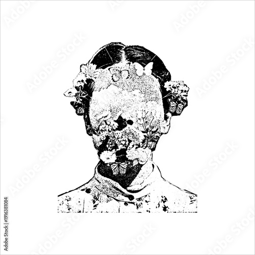 Surreal Floral Portrait With Butterflies