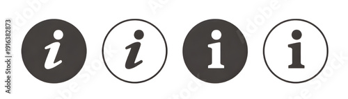 Information Icons Set – Circular Info Symbol in Outline and Solid Style