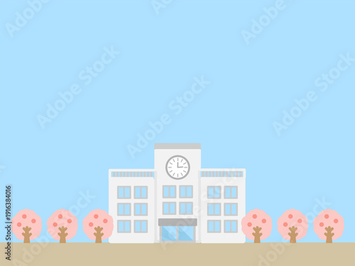 春の学校の風景　イラスト