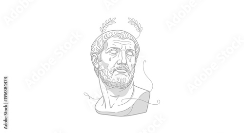 Crying Ancient Greek Bust with Laurel Wreath and Tear