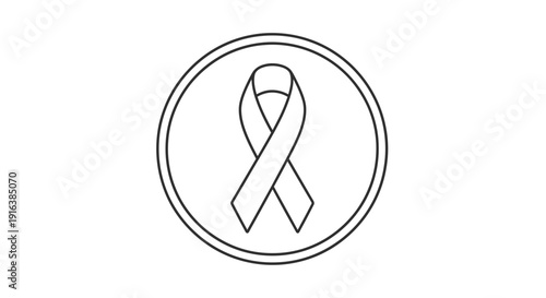 Awareness Ribbon Symbol in Circle Outline Icon