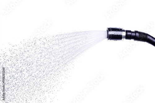 Water spray nozzle used for cleaning surfaces at a garden or outdoor space during daytime