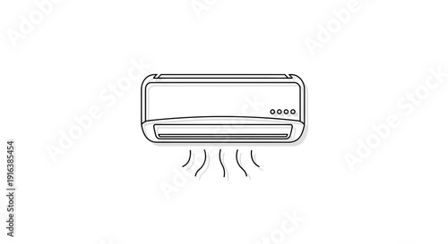 Air Conditioner Unit Blowing Cool Air - Minimalist Line Art Icon