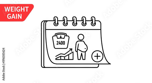 Weight Gain Calendar Icon: Obesity, Calorie Tracking, Health Goals, and Progress