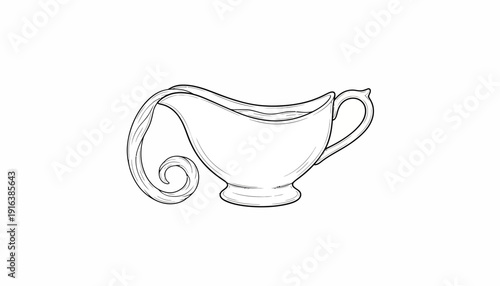 Whimsical Gravy Boat with Swirling Liquid and Handle