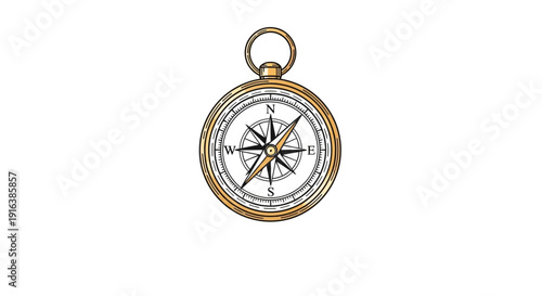 Vintage Brass Compass Nautical Navigation Tool, Antique Marine Direction Finder