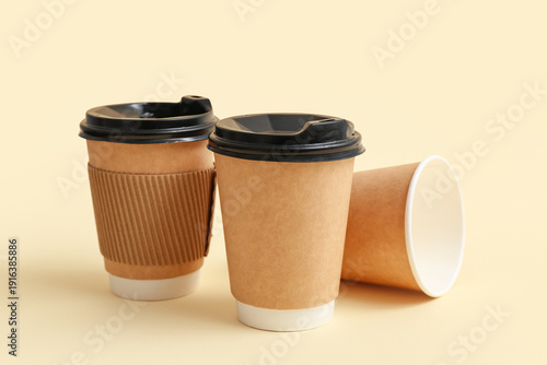 Disposable cups of coffee o...