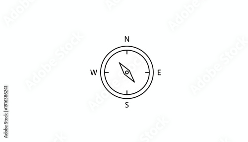 Simple Compass Icon with Cardinal Directions - Navigation and Direction Concept
