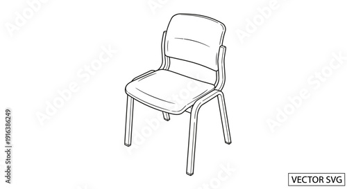 Simple Chair Drawing, Minimalist Furniture Design, Vector Illustration