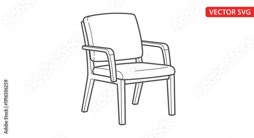 Simple Armchair Icon, Outline Drawing of a Modern Office Chair, Vector Illustration