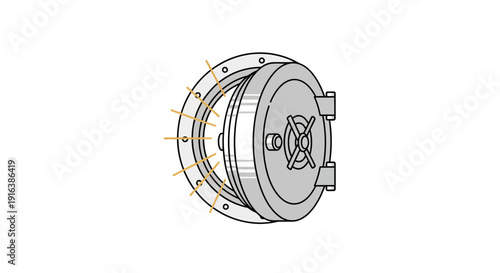 Open Vault Door with Light Rays, Security and Opportunity Concept