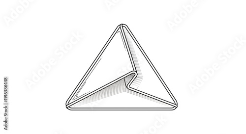 Origami Paper Triangle Folded Shape, Geometric Abstract Art, Minimalist Design