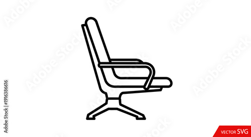 Modern Waiting Room Chair Icon, Minimalist Design, Vector Graphic