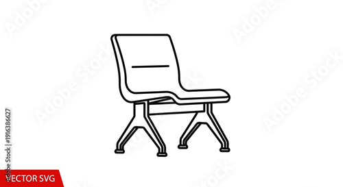 Modern Waiting Room Chair Icon, Minimalist Design, Vector Illustration
