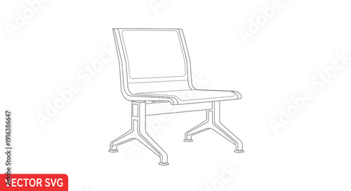 Modern Waiting Room Chair Vector Icon - Minimalist Design