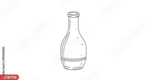 Minimalist Outline Drawing of a Wine Bottle