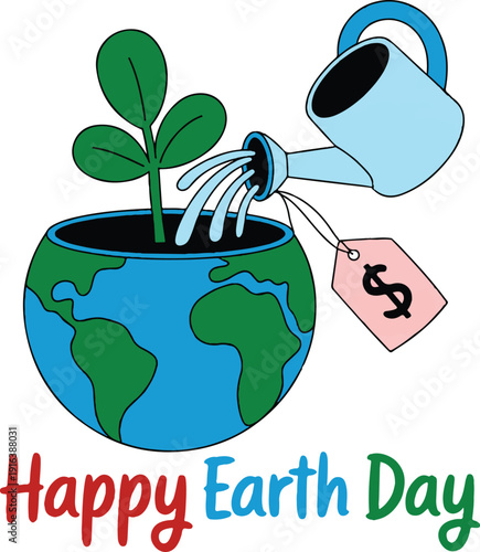Earth plant watering can dollar tag Happy Earth Day