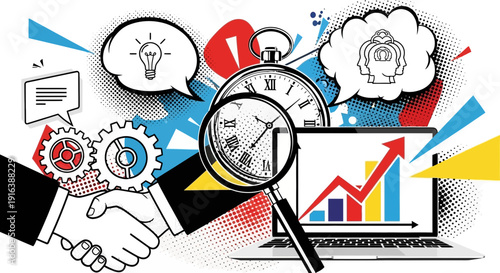 business success concept, teamwork, time management, partnership