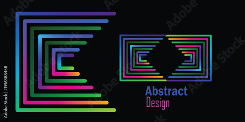 Neon rainbow colored maze letters with glowing effect