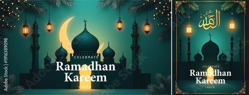 elegant islamic ramadan celebration background, Ramadhan kareem background for banner & social media template