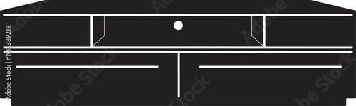 A black tv stand with two drawers and three compartments Vector, illustration