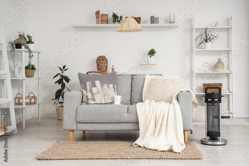 Electric heater near sofa i...
