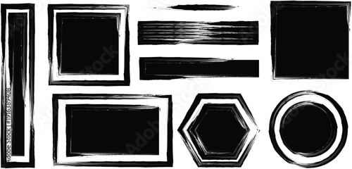 A collection of abstract black shapes on a white background